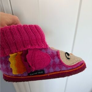 Garnet Hill Kids Owl Wool Slippers Sz 1